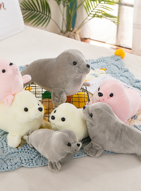 海洋海底世界仿真海豹小海狮公仔毛绒玩具抱枕玩偶生日 儿童礼物