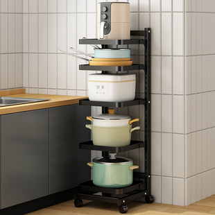 厨房锅架置物架落地多层家用蔬菜放锅架子多功能可移动锅具收纳架