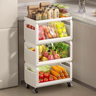 厨房菜篮子置物架落地多层收纳家用可移动多功能放水果蔬菜小推车