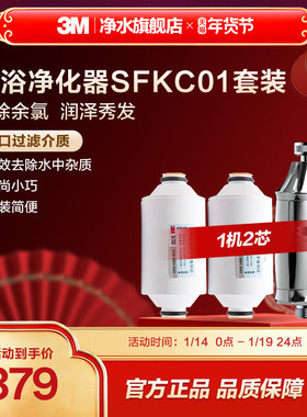 3M沐浴净化器家用除氯过滤器淋浴净水花洒过滤器套装SFKC01-CN1