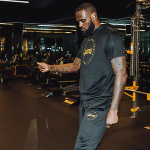 体恤男 t恤詹姆斯浓眉运动纯棉半袖 洛杉矶湖人同款 lakers训练短袖