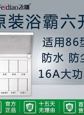 浴霸开关六开16a防水6飞雕多功能