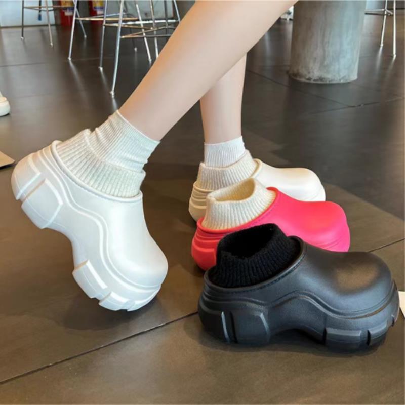 冬季5cm厚底防水洞洞鞋