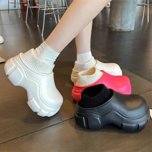 冬季5cm厚底防水洞洞鞋