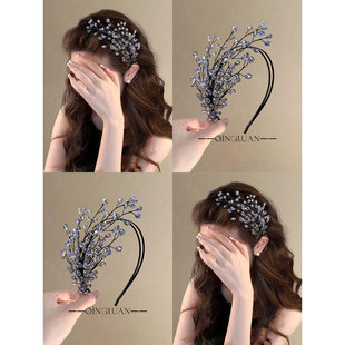 小红书同款 奢华树枝水晶发箍超仙精致小众高级感发饰 旖旎紫调法式