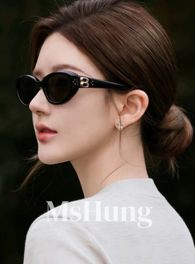 MsHung2男女同款猫眼墨镜2026款复古ins风偏光太阳眼镜显脸小拍照