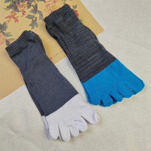 外贸男士五指袜中筒丝光棉男袜分趾袜防脚臭袜子春夏秋五趾袜