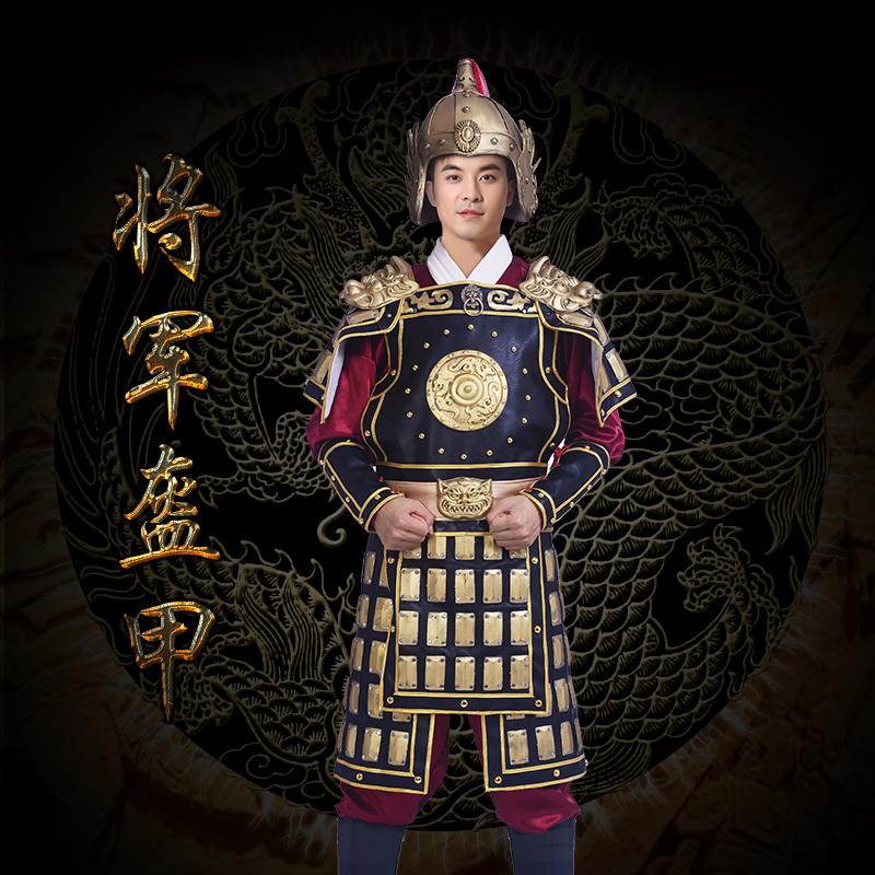 古代士兵盔甲演出服男话剧将军盔甲铠甲战袍中国风影视剧舞台服装