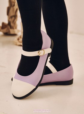 been韩国代购2024春秋儿童紫色圆头休闲平底皮鞋儿童鞋170-230