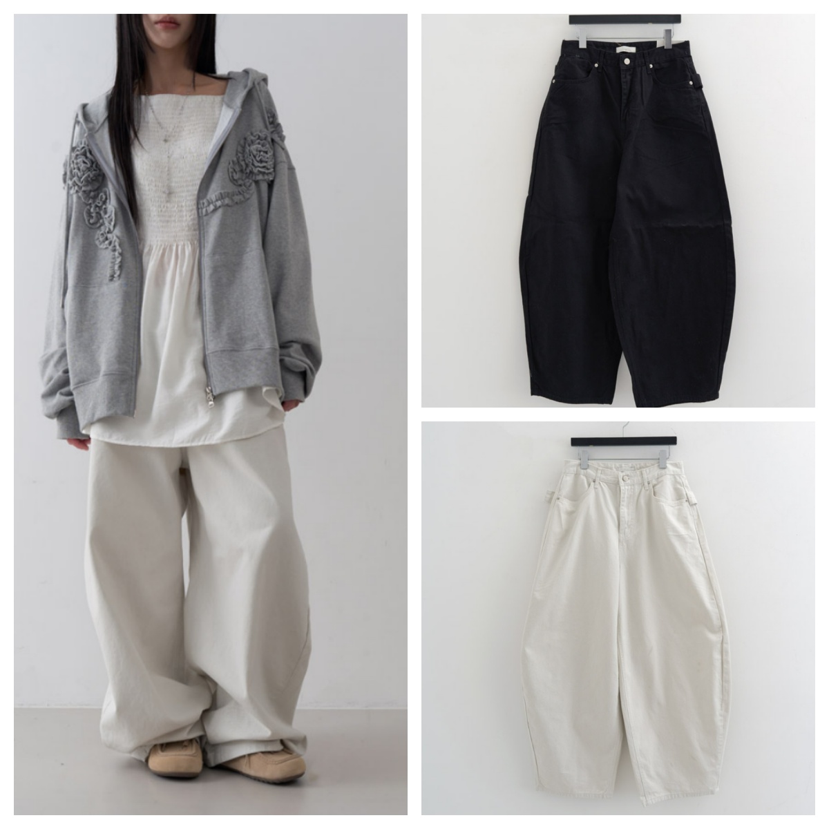 韩国lowear直邮代购2025春秋宽松百搭时尚气球裤休闲工装拖地长裤