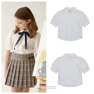 100 been韩国直邮代购 上衣童装 衬衫 165 2025春秋儿童白色翻领短袖