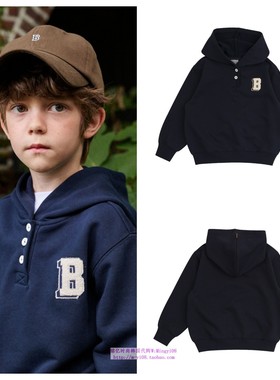 been韩国直邮代购2024秋春儿童休闲连帽套头长袖卫衣童装100-155