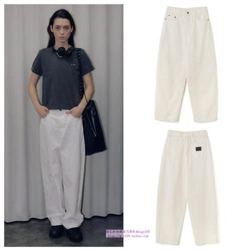 韩国diagonal直邮代购2024秋冬休闲舒适宽松简约百搭厚款白色长裤