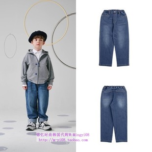 110 童装 165 2024春秋男女儿童休闲蓝色水洗牛仔长裤 been韩国代购