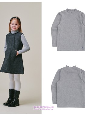 been韩国直邮代购2024秋春儿童灰色半高领休闲长袖T恤童装100-165