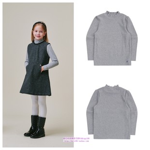 100 T恤童装 165 2024秋春儿童灰色半高领休闲长袖 been韩国直邮代购