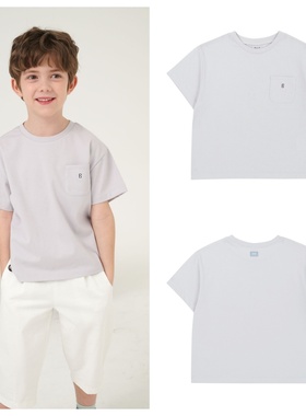 been韩国直邮代购2025春夏儿童灰色休闲圆领百搭套头短袖T恤童装