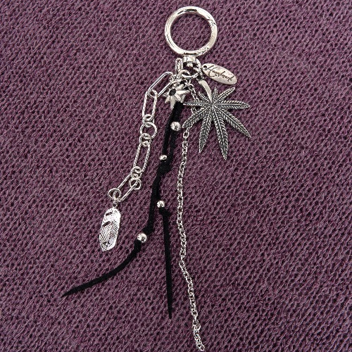 韩国lowear直邮代购2025春秋简约时尚百搭叶子金属链钥匙扣包挂件