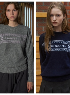 韩国andneeds直邮代购2025春秋女装时尚长袖提花针织衫套对上衣