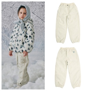 100 童装 165 2025秋冬男女儿童象牙白加绒长裤 been韩国直邮代购