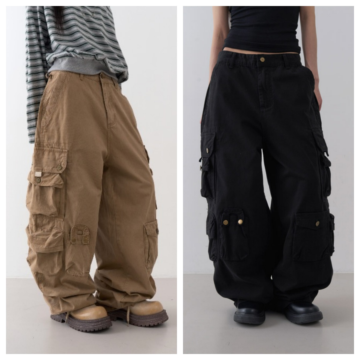 韩国lowear直邮代购2025春秋宽松百搭时尚阔腿裤休闲工装拖地长裤