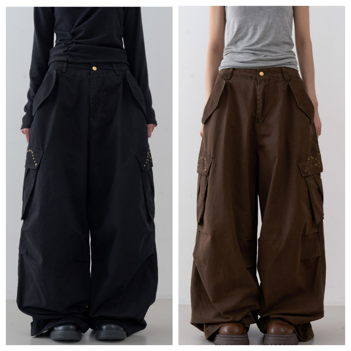 韩国lowear直邮代购2025春秋宽松百搭时尚阔腿裤休闲工装拖地长裤