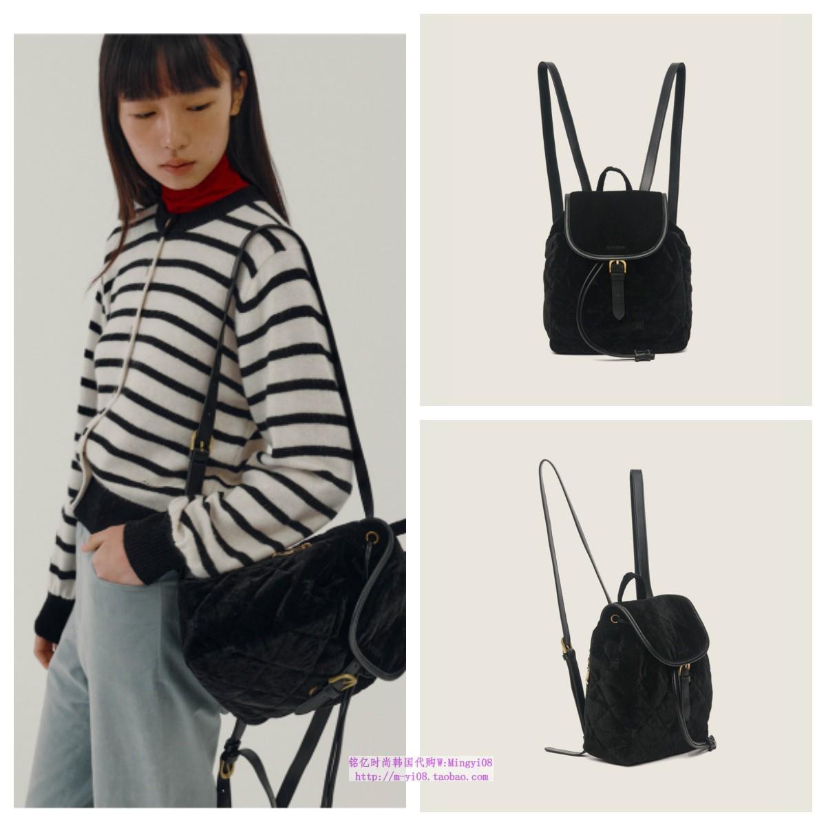 2024秋冬黑色丝绒双肩包