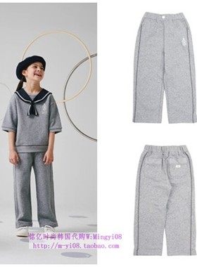 been韩国代购2024春秋儿童中大童灰色直筒休闲长裤童装110-165