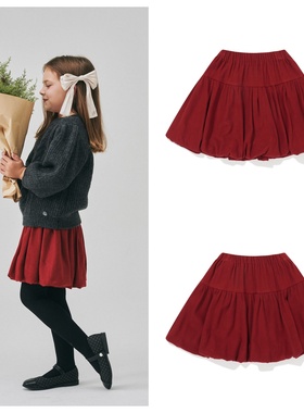 been韩国代购2025秋春女童红色半身裙百搭儿童裙子童装100-165
