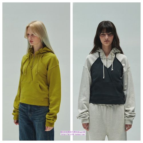 韩国diagonal直邮代购2024秋春女装挂脖抹胸V领气质百搭T恤上衣