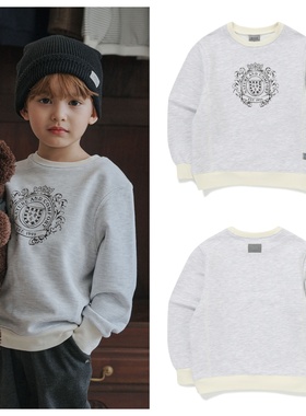 been韩国直邮代购2025秋春儿童灰色圆领套头长袖T恤童装100-165