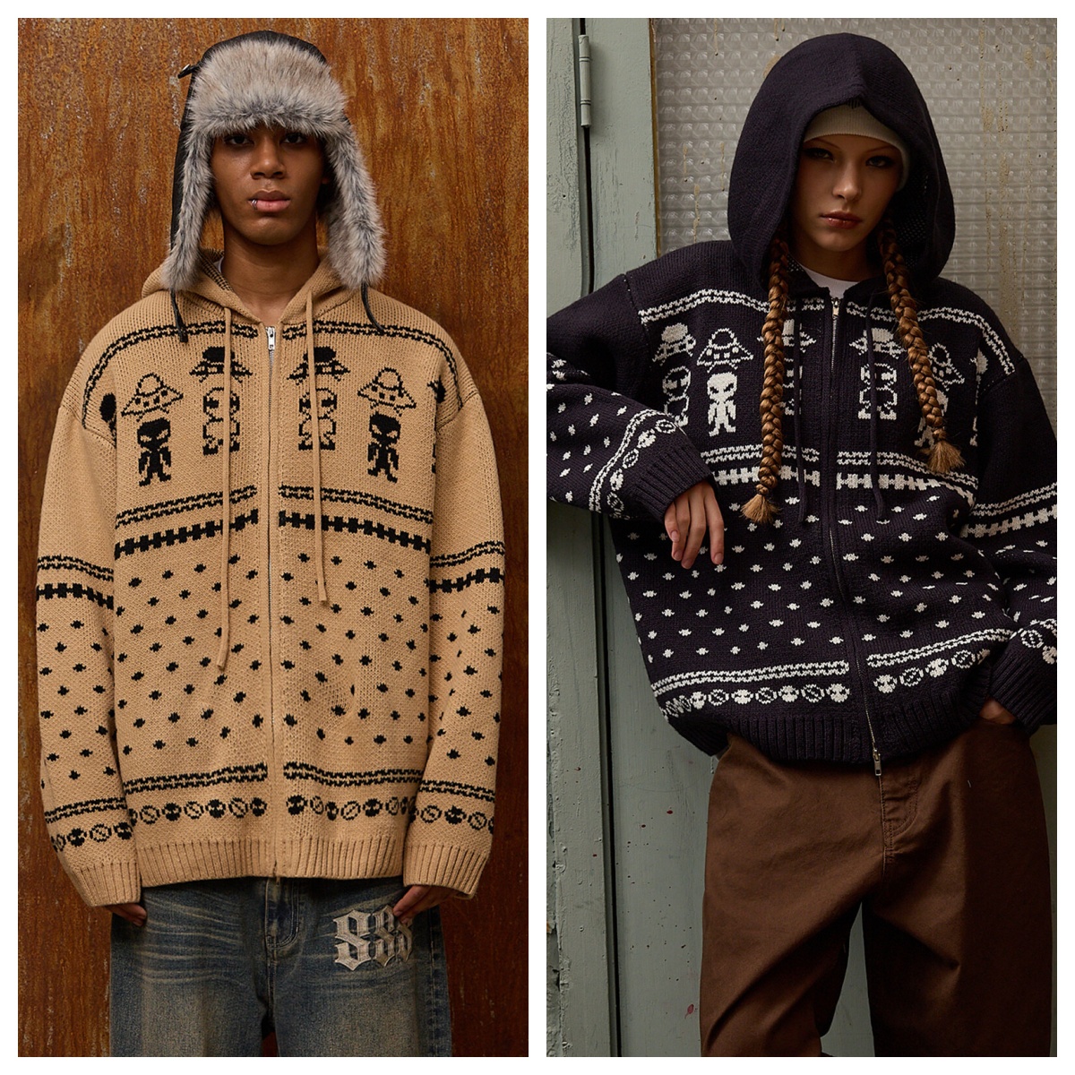 韩国hoodhood直邮代购2025秋冬男女时尚百搭针织开衫外套长袖上衣