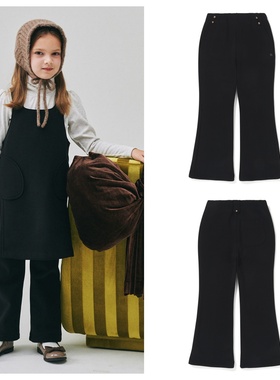 been韩国直邮代购2025秋冬女童黑色加绒时尚宽松长裤童装100-165