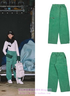 bluetail韩国代购2023秋春儿童绿色直筒宽松休闲长裤童装130-175