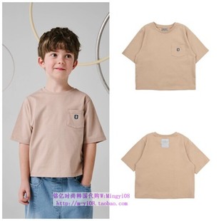 110 T恤童装 165 2024春夏儿童米色圆领套头休闲半袖 been韩国代购
