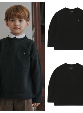 been韩国直邮代购2025秋春儿童黑色圆领套头长袖T恤童装100-165