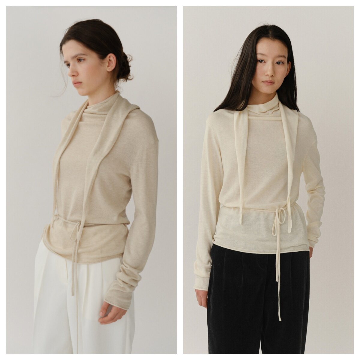 韩国kindersalmon直邮代购2025春秋女时尚百搭针织衫围巾长袖上衣