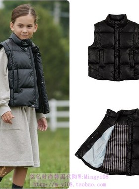 been韩国代购2023秋春儿童黑色夹棉休闲开衫马甲外套童装110-165