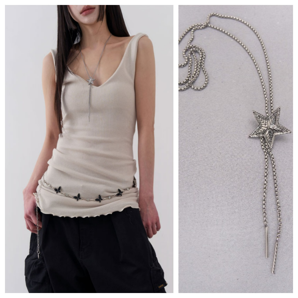 韩国lowear直邮代购2025百搭装饰毛衣链时尚休闲创意星星项链