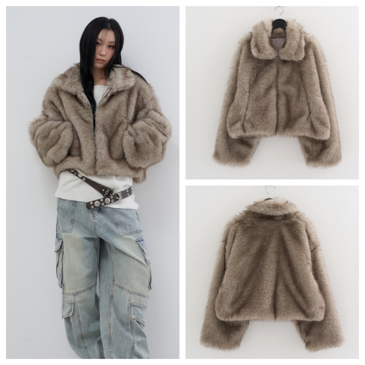 韩国lowear直邮代购2025秋冬女装时尚百搭休闲仿皮草保暖外套上衣