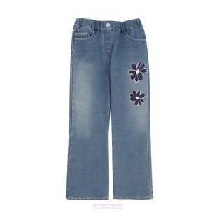 110 童装 165 2023秋冬儿童天蓝拉绒微喇休闲牛仔长裤 been韩国代购