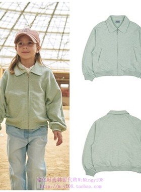been韩国代购2023秋春儿童薄荷色休闲拉链开衫外套童装110-165