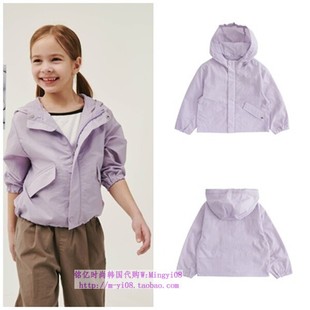 110 been韩国代购 外套童装 薄款 165 2024春夏儿童紫色连帽休闲长袖