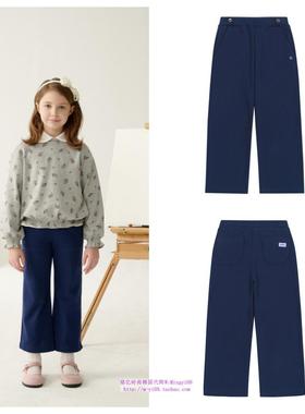 been韩国直邮代购2025春秋儿童中大童海军蓝微喇裤童装100-165