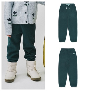 100 been韩国直邮代购 童装 舒适长裤 165 2025秋冬男女儿童绿色修身