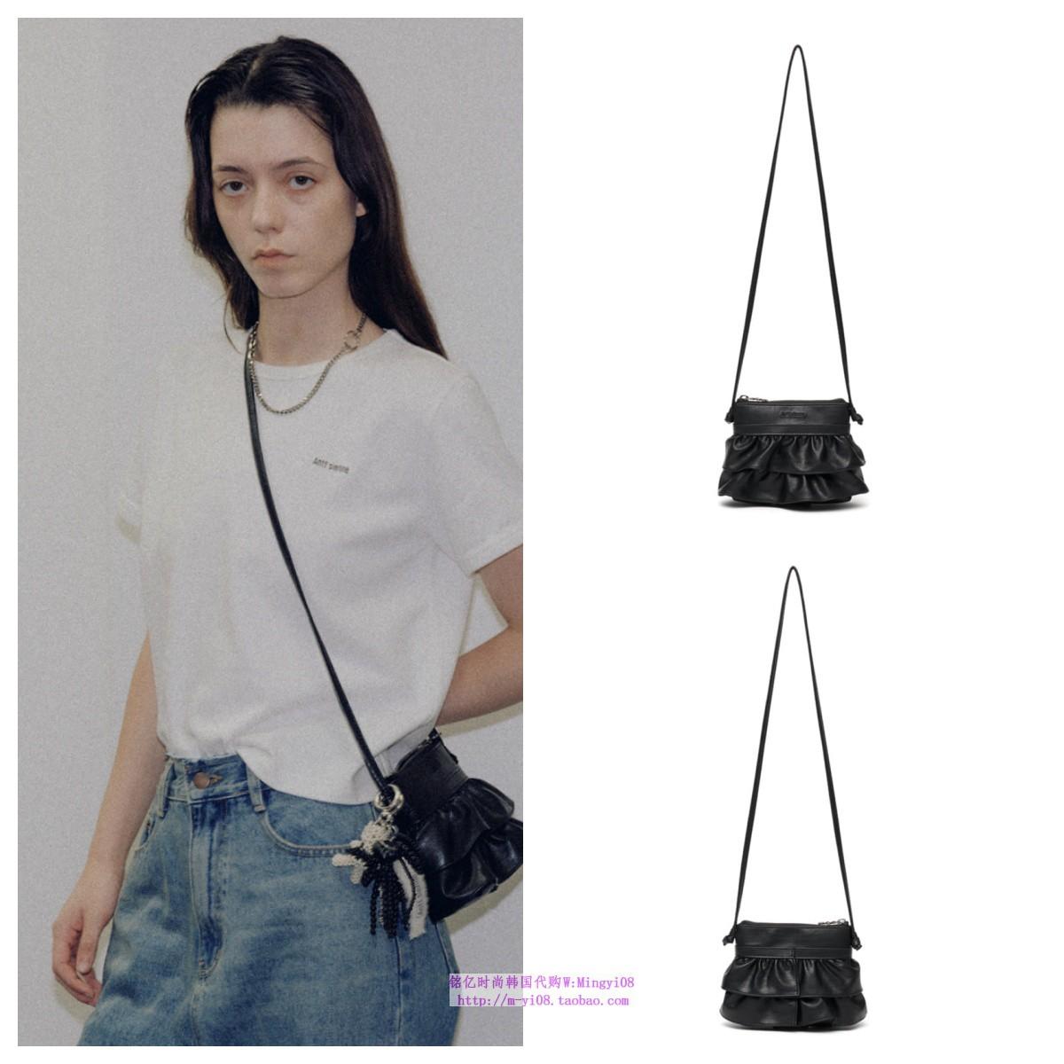 韩国anttsienne直邮代购2024女包黑色迷你精致时尚斜挎包 17*15*5