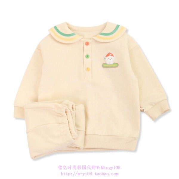 organic mom有机妈妈韩国代购2024春秋儿童长袖套装童装80-110