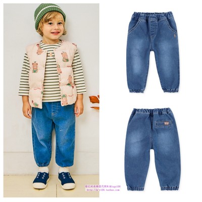 organic mom有机妈妈韩国代购2024儿童海军蓝休闲长裤童装90-110