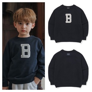 100 T恤童装 165 2025秋春儿童海军蓝圆领套头长袖 been韩国直邮代购