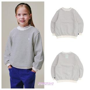 100 T恤童装 165 2024秋春儿童条纹套头休闲长袖 been韩国直邮代购